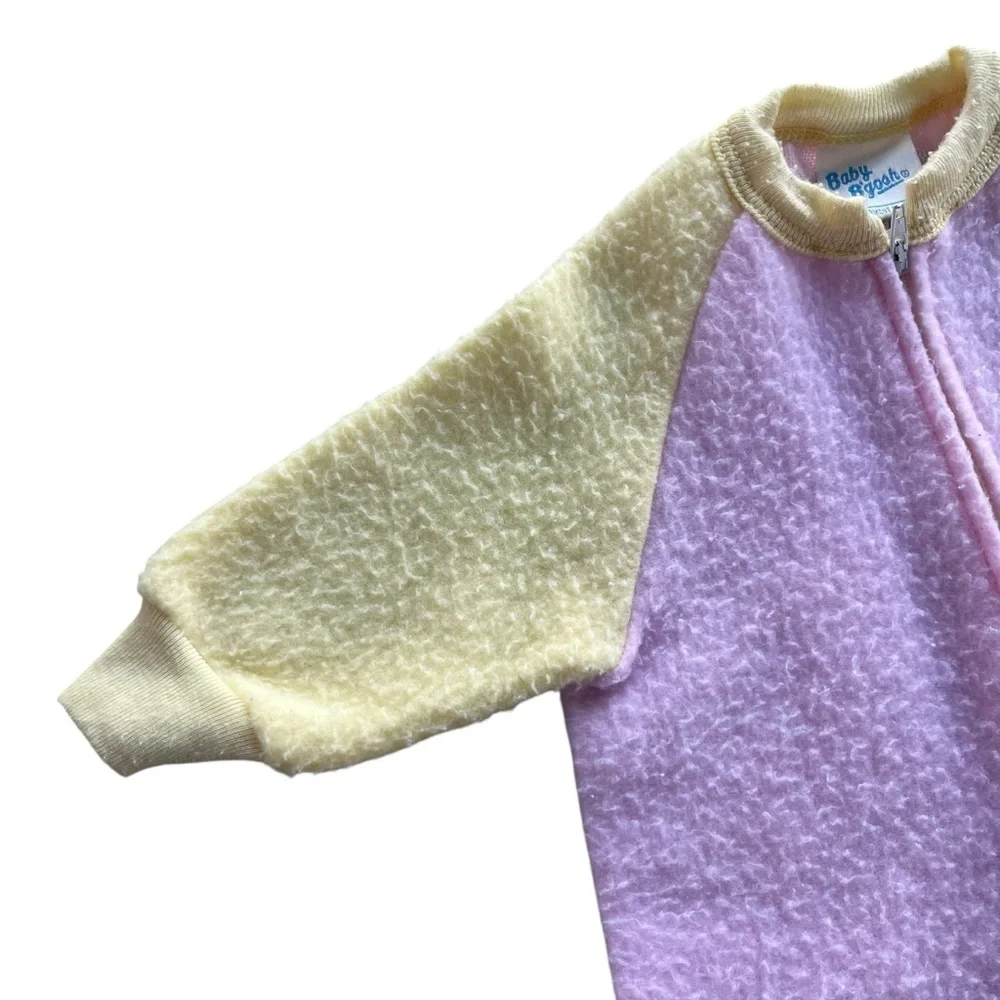 Baby Bgosh by OshKosh 6 Mon. Yellow Pink Fleece Footed Sleeper Front Zip Vintage